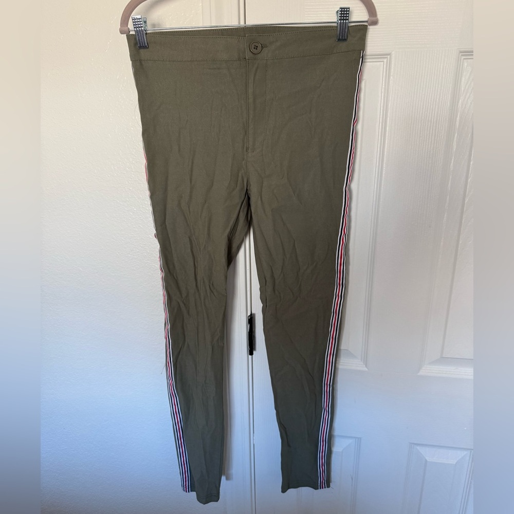 Ambiance Olive Pants with Side Stripes